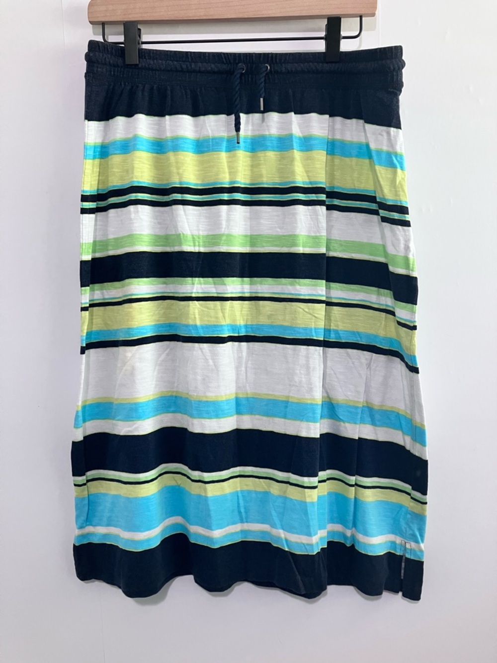 Talbots Blue and green striped jersey cotton skirt size Medium